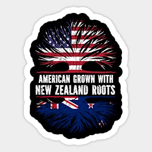 American Grown with New Zealand Roots USA Flag Sticker